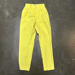 Vintage Y.C.C. Chino Pants Youth 7 Yellow High Waist Pleated Tapered Taiwan 80s